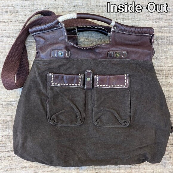 Anthropologie 49 Square Miles Brown Leather Messenger Bag Hobo Satchel Purse EUC - Picture 9 of 12
